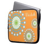 Personalisierte Funky Orange Blue Pinwheel Laptopschutzhülle (Vorderseite Links)