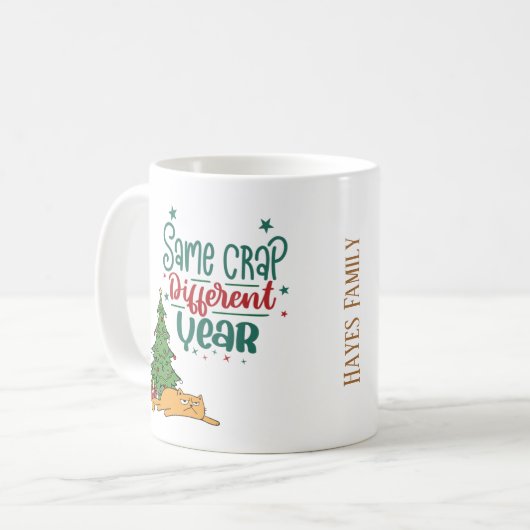 Personalisierte Funny Cat Crap Weihnachtsfeier Tas Kaffeetasse (Vorderseite Links)