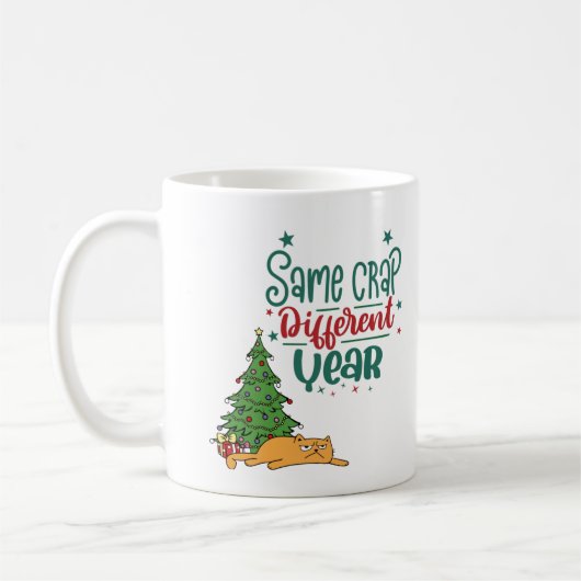 Personalisierte Funny Cat Crap Weihnachtsfeier Tas Kaffeetasse (Links)