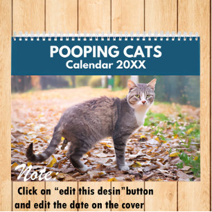 Personalisierte Funny Cats Kackend Kalender 2024