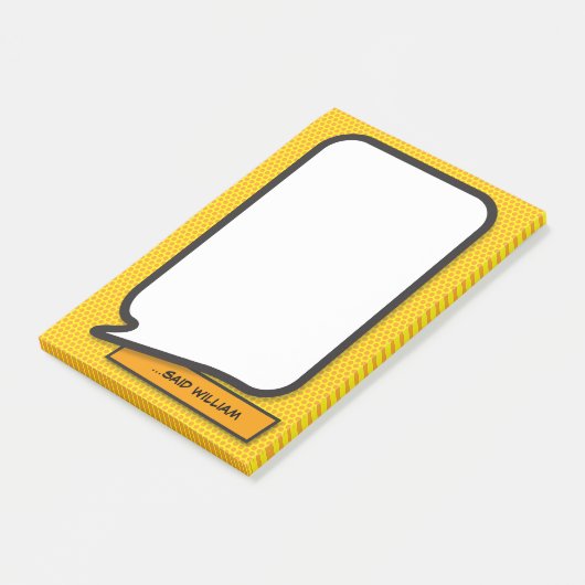 Personalisierte Funny Comic Book Speech Blase Post-it Klebezettel (angewinkelt)