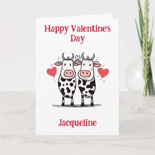 Personalisierte Funny Cow Valentine Card Feiertagskarte (Vorderseite)