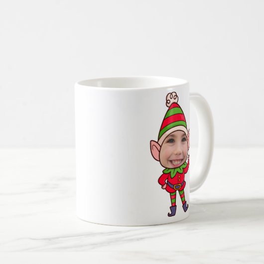 Personalisierte Funny Elf Foto Face - Weihnachtsge Kaffeetasse (VorderseiteRechts)