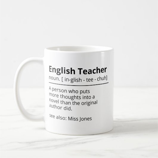 Personalisierte Funny English Teacher Tasse | Gram (Links)