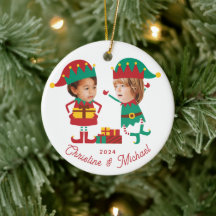 Personalisierte Funny Face Foto Christmas Elf Fami