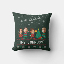 Personalisierte Funny Face Foto Christmas Elf Fami Kissen