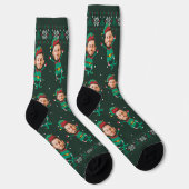 Personalisierte Funny Face Foto Christmas Elf Fami Socken (Rechts)