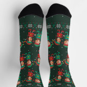 Personalisierte Funny Face Foto Christmas Elf Fami Socken (Oben)