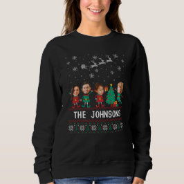 Personalisierte Funny Face Foto Christmas Elf Fami Sweatshirt