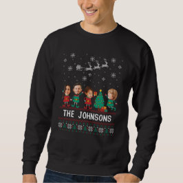 Personalisierte Funny Face Foto Christmas Elf Fami Sweatshirt