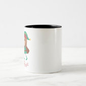 Personalisierte Funny Face Foto Christmas Elf Fami Zweifarbige Tasse (Mittel)