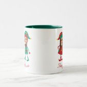 Personalisierte Funny Face Foto Christmas Elf Fami Zweifarbige Tasse (Mittel)