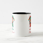 Personalisierte Funny Face Foto Christmas Elf Fami Zweifarbige Tasse (Mittel)