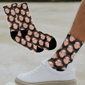 Personalisierte Funny Face Foto Socken in Jet Blac