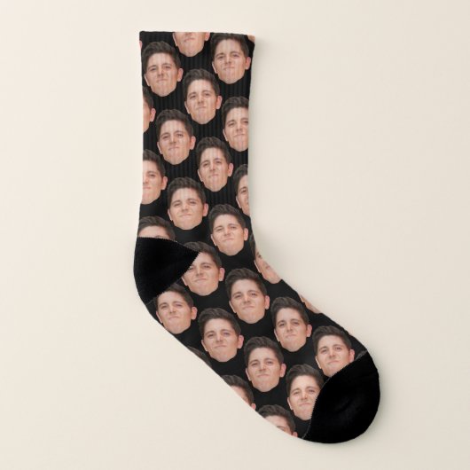 Personalisierte Funny Face Foto Socken in Jet Blac (Links - Innen)