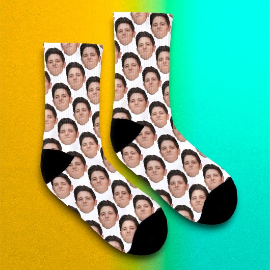 Personalisierte Funny Face Foto Socken - Weiß