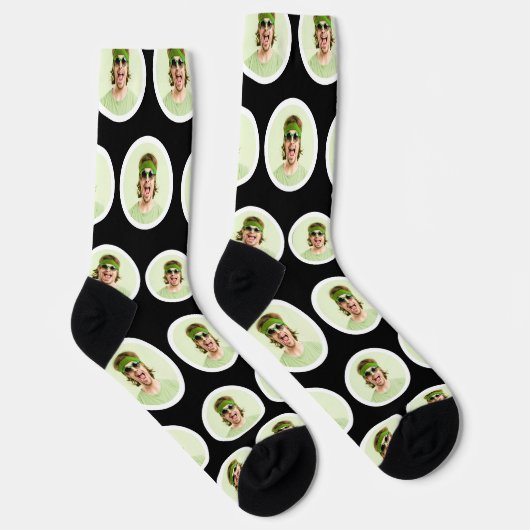 Personalisierte Funny Face Foto Socks Jet Black Socken (Rechts)
