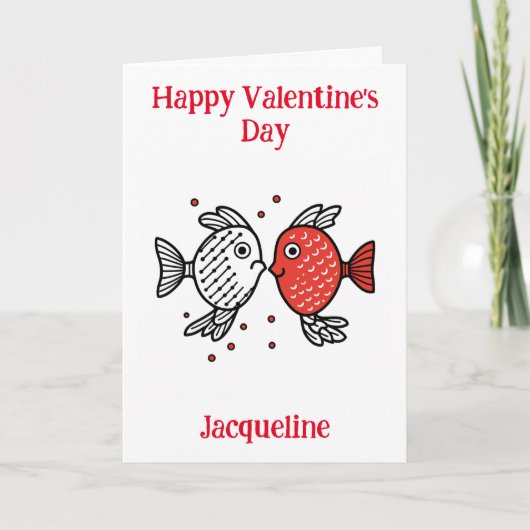 Personalisierte Funny Fish Valentine Card Feiertagskarte (Vorderseite)