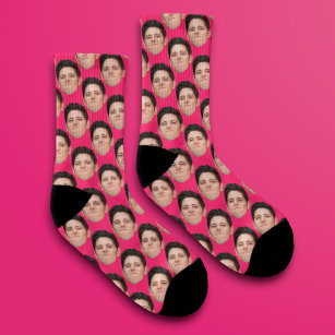 Personalisierte Funny Foto Face Socks - Hot Pink Socken