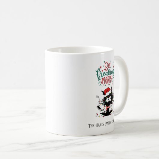 Personalisierte Funny Freaking Cat Weihnachten Tas Kaffeetasse (VorderseiteRechts)