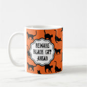 Personalisierte Funny Halloween Orange Black Cat L Kaffeetasse (Links)