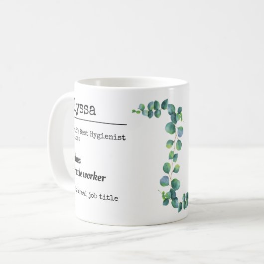 Personalisierte Funny Hygienic Stellenbeschreibung Kaffeetasse (Vorderseite Links)
