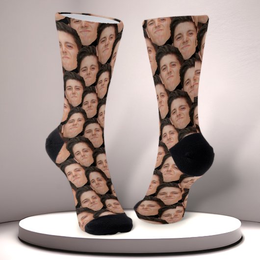 Personalisierte Funny Overlapping Face Foto Socken
