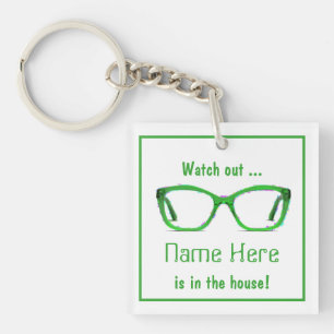 Personalisierte Funny "Pass auf" Grüne Spektakel K Schlüsselanhänger
