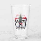 Personalisierte Funny Pinguine Weihnachten Glas (Vorderseite)