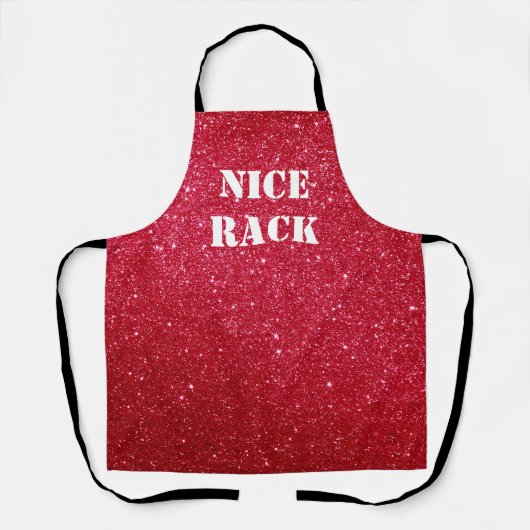 Personalisierte Funny Red Glitzer "Nice Rack" Schü Schürze (Vorderseite)