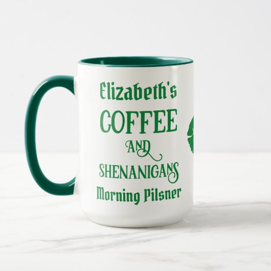 Personalisierte Funny St Patrick's Day Grüne Lippe Tasse (Links)