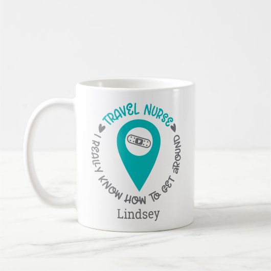 Personalisierte Funny Travel Nurse Kaffee Tasse (Links)