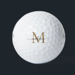 Personalisierte für den Anfangsbuchstaben Golfball<br><div class="desc">Gold Monogram Anfangsskriptname Personalisierte Golfbälle</div>
