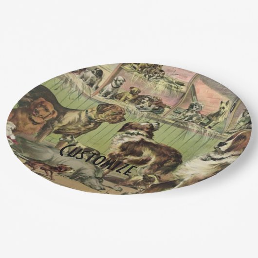 Personalisierte Furry Friends Hunde Liebhaber Pappteller (Schrägansicht)