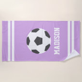 Personalisierte Fußball-Ball-Mädchen Strandtuch (Vorderseite)