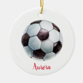 Personalisierte Fußball-Ball-Sportlermädchen Keramik Ornament (Vorne)