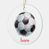 Personalisierte Fußball-Ball-Sportlermädchen Keramik Ornament (Links)