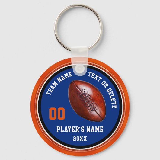 Personalisierte Fußball-Schlüsselanhänger in Blau Schlüsselanhänger (Vorderseite)