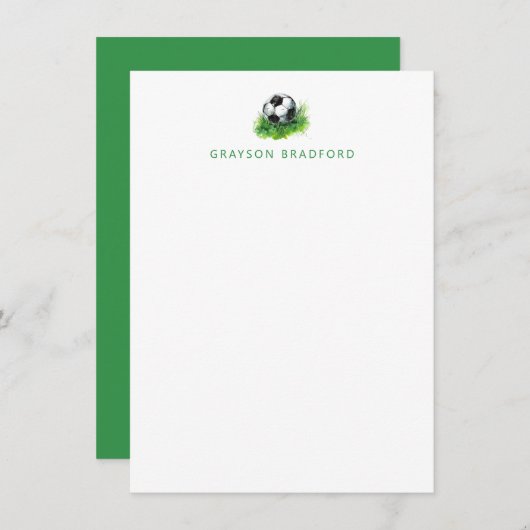 Personalisierte Fußball-Stationerie - Fußball-Anme Dankeskarte (Vorne/Hinten)