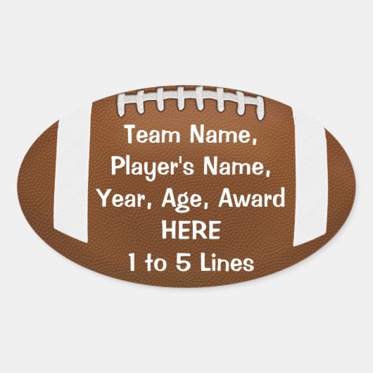 Personalisierte Fußball-Sticker 1 - 5 Zeilen TEXT Ovaler Aufkleber (Vorderseite)