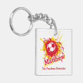 Personalisierte Fußballabwehrmannschaft Schlüsselanhänger (Vorderseite links)