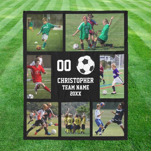 Personalisierte Fußballmannschaft FotoCollage Fleecedecke