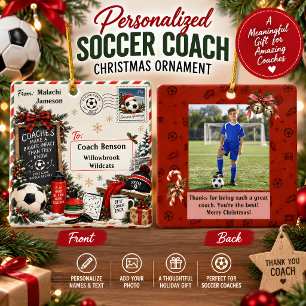 Personalisierte Fußballtrainer-Weihnachts-Postkart Keramikornament