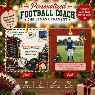 Personalisierte Fußballtrainer-Weihnachtskarte Keramikornament