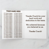 Personalisierte Fußballtrainerkarte, Spielernamen Dankeskarte (Innenseite)