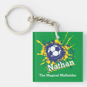 Personalisierte Fußballverteidigermannschaft Schlüsselanhänger