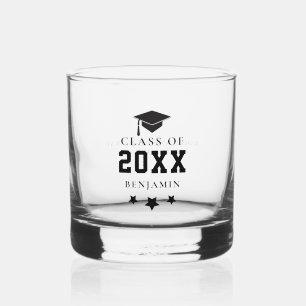 Personalisierte Gabe von schwarzen Graduierungsste Whiskyglas