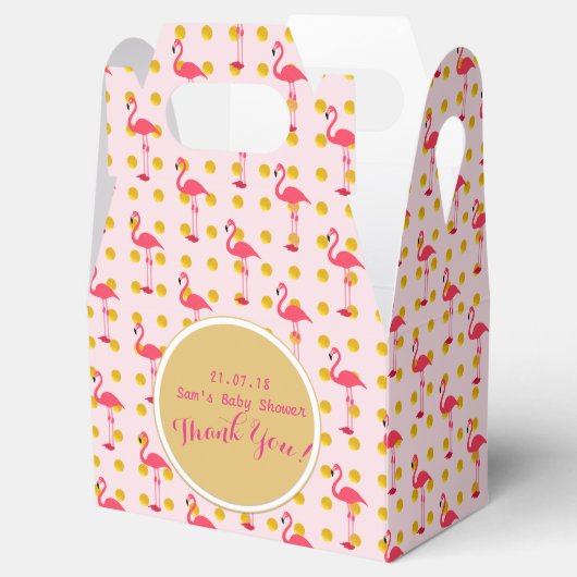 Personalisierte Gabelboxen Rosa goldenes Flamingo Geschenkschachtel (Geöffnet)