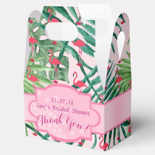 Personalisierte Gabelboxen Tropenleaf Flamingos Geschenkschachtel (Geöffnet)