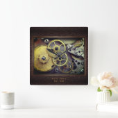 Personalisierte Gänge mit Ledersäulenuhr Quadratische Wanduhr (Zuhause)